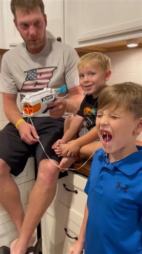 Pulling out a baby tooth?🦷That's crazy!😂#funny #prank #kids #babytooth