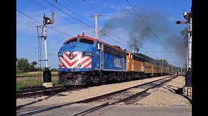 Here is a video from Friday, August 9, 2019 on the first day of Diesel Days this year. This video was recorded from the photo line at Olson Road as the Metra 308 (EMD F7A) leads the Chicago and North Western 411 (EMD F7A) and the bilevels westbound spliting the semaphore signals. | IRM Diesel Shop