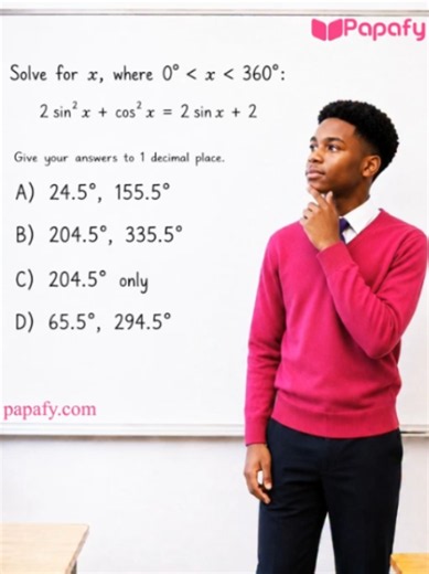 Cambridge IGCSE Additional Maths style trigonometry practice 👀 Can you solve this trig equation without missing the second answer? Solve for x, where 0°