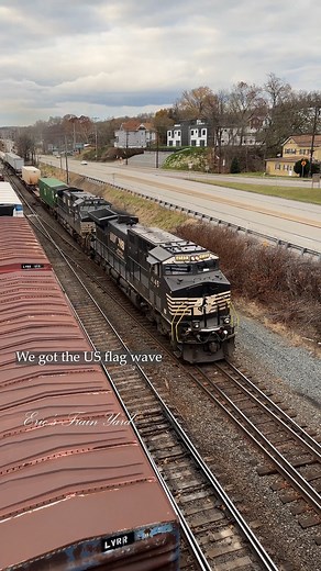5.7K views · 360 reactions | We got a flag wave by the engineer as the Norfolk Southern Train races through the yard. #reels #viral #railway #railroad #trains | Eric’s Train Yard | Facebook