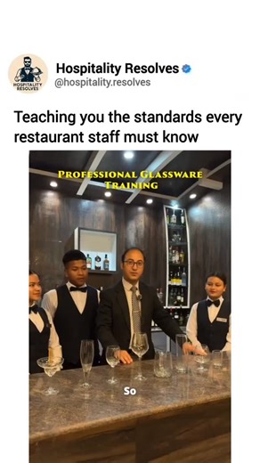 Hospitality Resolves on Instagram: "Proper glassware knowledge is a basic but powerful service skill. This glassware training helps restaurant staff choose the right glass for the right beverage. Follow @hospitality.resolves for practical hospitality training and service standards. Credits: @ihmshillongofficial #hospitalityresolves #glassware #hospitalitytraining #restaurantservice #servicestandards"
