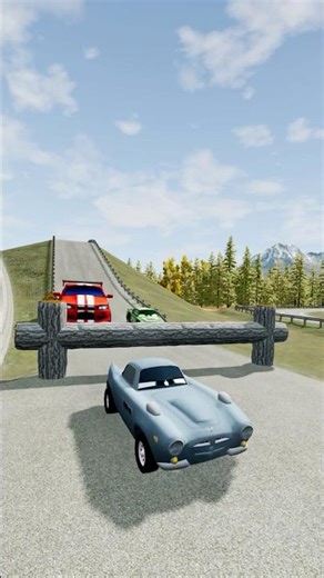 🚗Cartoon Car vs Giant Logs Trap | Epic Crash Challenge #beamngdrive #shortsviral