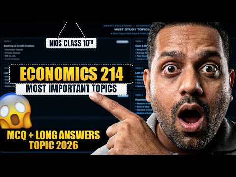 NIOS Class 10 Economics 214 Important Questions 2026 | NIOS Economics Most Important Questions