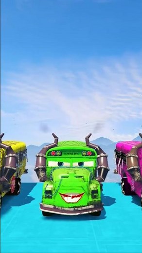 Angry Monster Bus Mega Ramp Challenge! 🚌🔥 #Shorts