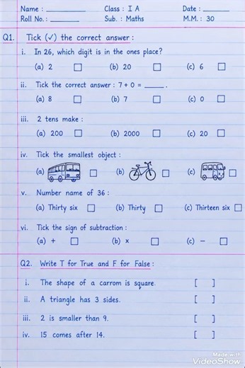 🧮 Grade 1 Maths Half-Yearly Exam Worksheet 📝✨| Maths Worksheet | Grade 1 | Numbers up to100 #shorts