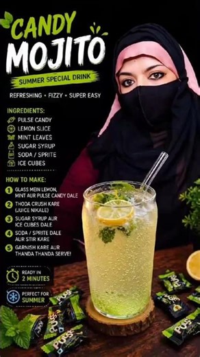 Candy Mojito 💚 Ghar Par 1 Minute Mein | Summer Special Drink 🧊🔥 #shorts #trending #viral