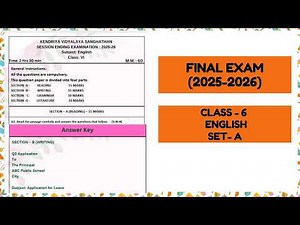 Class 6 English Sample Paper Set A | Final Exam Practice | Full Syllabus Question Paper