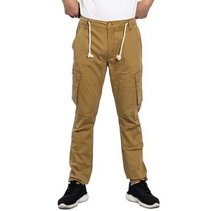 [Hot Item] Custom Kahki Color Drawstrings Button Closure Cargo Pocket Men Jogger Casual Jeans
