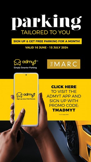 Get FREE parking for a month! Sign up for ticketless cash-free parking & stand a chance to WIN a share of Shopping Vouchers worth R10,000! Scan the QR code, sign up on the Admyt parking App: https://www.admyt.com/signup with the Promo code (TMADMYT) for free parking. Winners to be announced weekly! T&Cs apply*. #TheMarcFreeParking | The MARC | Facebook