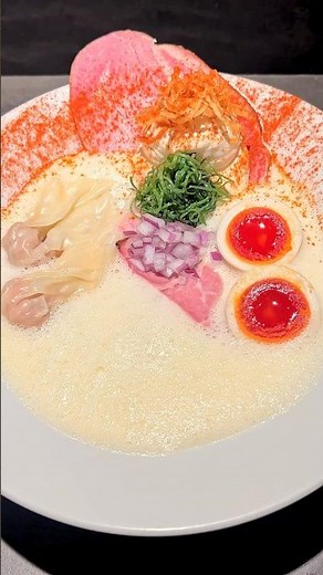 Japanese chicken paitan ramen! rich foam broth with creamy texture