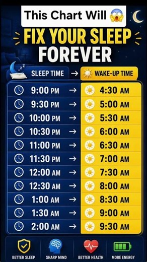 Sleep Schedule Chart That Will Fix Your Sleep Forever 😱 #shorts