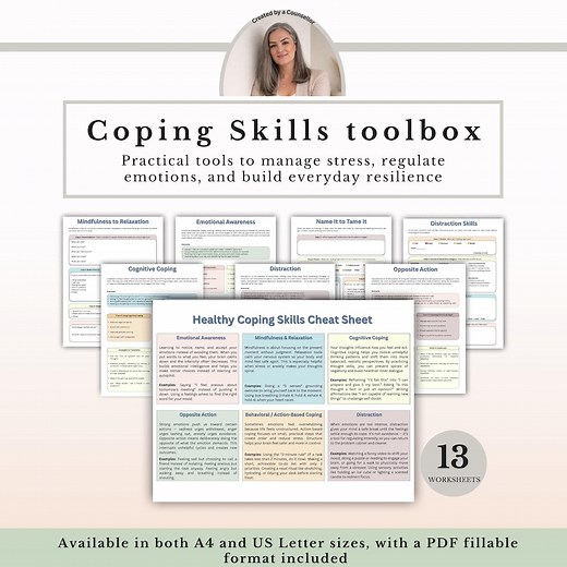 Coping Skills Toolbox, Emotional Regulation Stress Relief Therapy Worksheets PDF - Etsy