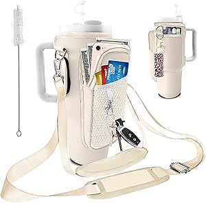 Stanley Carrier Bag for Stanley 40oz/30ozTumbler with Phone with 2 Adjustable Strap,3 Pockets Bottle Stanley Cup Carrier Bag & Case,Accessories for Hiking Travelling