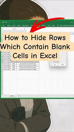How to Hide Rows Which Contain Blank Cells in Excel"