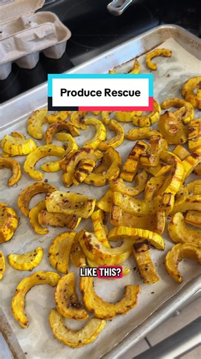 Produce rescue. Roasting delicata squash that we received last week. We have a produce rescue that takes almost expired produce and sell it for mega cheap to keep it from a landfill. We spend around $20 for over 70 lbs of produce. We often hand some out to family members. These squash are the last of this rescue. They are very reminiscent of sweet potatoes. #produce #rescue #asmr #mealprep #delicata