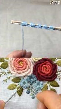Simple Needle Hack for Tiny 3D Embroidery Flowers 🌸 #3dembroidery #handembroidery