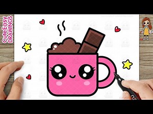 How to Draw a Cute Hot Chocolate Drink - Easy Step-by-Step for Kids! - Videos For Kids