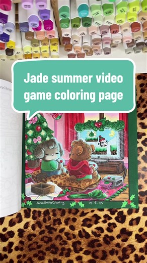 This illustration on this page is so adorable to me, having a son that is very much into video games! I hope I did this page justice. And I see many more red and green color palettes in the future! Coloring book: Merry Christmas by Jade Summer Markers: Ohuhu Honolulu Alcohol Markers Grabie Acrylic Markers Sakura Gelly Roll Gel Pens @Jade Summer Coloring Books @Ohuhuart @Sakura of America Shop @grabieofficial