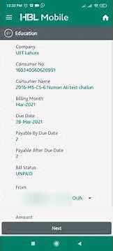 how to pay challan through HBL app.