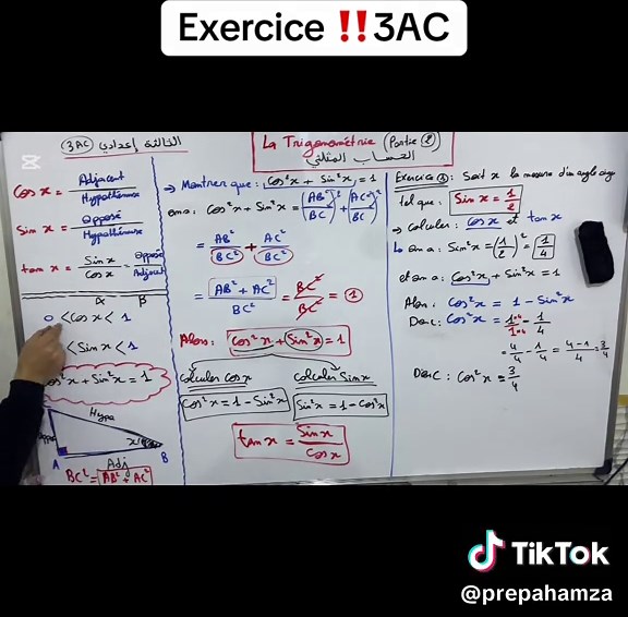 Exercice Important de Trigonométrie pour 3AC