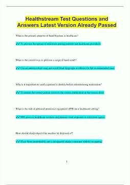 Healthstream Test Questions and Answers Latest Version Already Passed1625