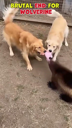 Golden Retriever vs Wolverine ‼️The Brutal End of the Predator #dog #leopard #piglet #foal #calf