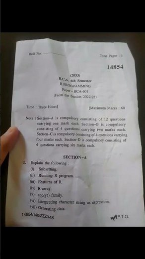 Bca R programming question paper 2023-MMDU