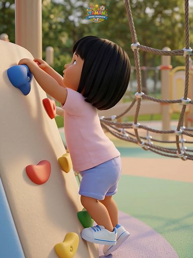 Kartun Lucu Anak Bermain di Taman