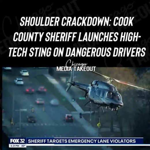 Chicago Media Takeout on Instagram: "Cook County Cracking Down on Shoulder Drivers — With an $11M ‘Eye in the Sky’ 🚁 Cook County is stepping up enforcement on illegal shoulder driving with a new $11 million surveillance helicopter capable of spotting violators from hundreds of feet above. Officials say the behavior is not only widespread — it’s dangerous — and the new operation is already leading to hundreds of citations. Since the enforcement effort began in June, the Sheriff’s Office reports: