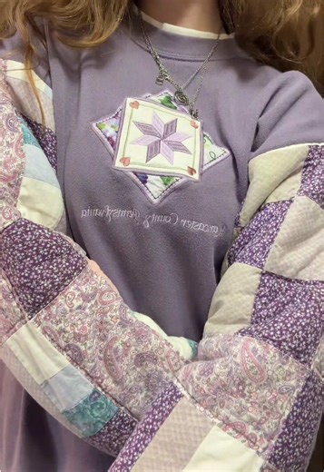 First time sewing on quilted sleeves. prob the cutest yet easiest project so far!! #fyp #upcycle #sewing #fashion #quilt