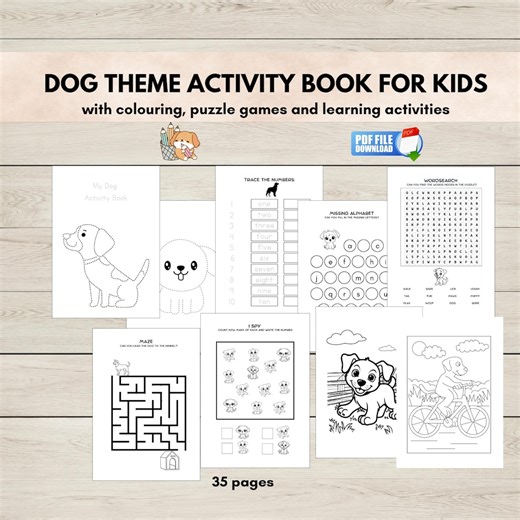 Dog Themed Activity Book for Kids Printable, Dog Coloring Sheets, Educational Gift for Dog Lovers Ages 4 and Over, - Etsy New Zealand