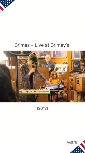 @verreeeeeeeeee on Instagram: "On October 3, 2012, Grimes performed an in store set at Grimey’s New & Preloved Music in Nashville, Tennessee during her Visions tour. Still early in her rise, she played alone behind a folding table with a MicroKorg, Roland SP-404, and Kaoss Pad, looping her own vocals while surrounded by vinyl racks and fluorescent lights. The show reflected the raw, diy energy that defined her 4AD debut, bridging experimental electronic textures with pop melodies that were just 