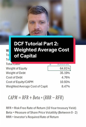 Discount Cash Flow Analysis Tutorial Part 2: Weight Average Cost of Capital #investor #investing #stocks #finance #fyp