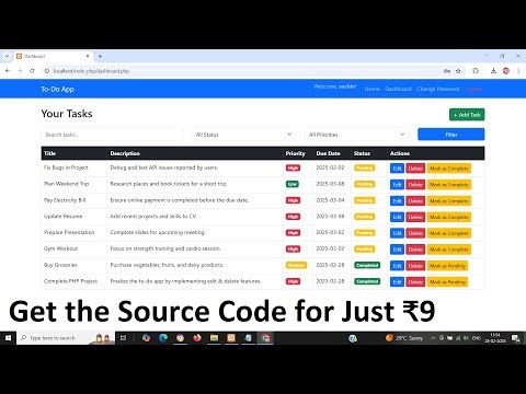 To Do List App Project using PHP MYSQL