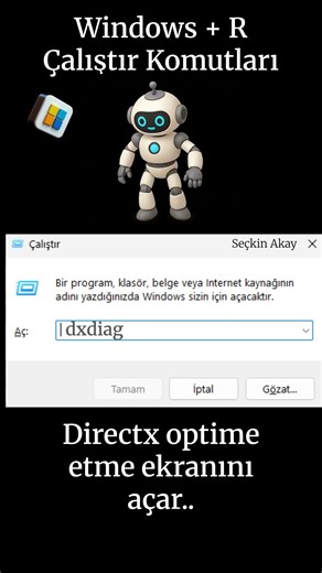 Windows+R çalıştır komutları, Windows+R run commands #windows #dxdiag #robot