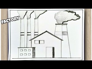 How to Draw a Factory Scenery || Industry Factory Building Drawing || Mills || construction 🏗️