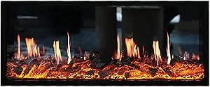 Holographic Curtain Shadow Electric Fireplace, 3D Simulated Flame, Electric Fireplace with Match Burning Sound, Electric Fireplace with Remote Control Insert