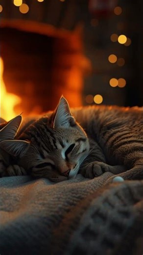 Sleeping Cats by the Fireplace 🐱🔥 | No Music Deep Sleep