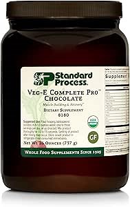 Standard Process Veg-E Complete Pro - Organic, Plant-Based Protein Powder for Muscle Building & Recovery - Supports Hair, Skin & Nails - Vegan & Gluten-Free - Chocolate, 18 Servings