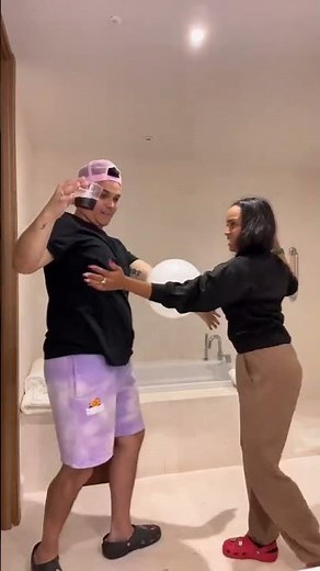 Couples challenge with the balloon dance 😂😂😂