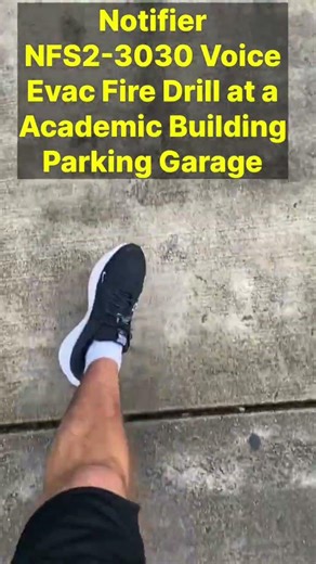 Notifier Voice Evac Fire Drill at a College Academic Building Parking Garage