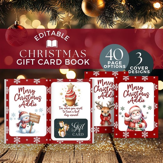 Christmas Gift Card Book for a Teenager, Editable Printable Template, Personalized Gifts for Teens, Kids, Adults, DIY Build Your Own, Red - Etsy