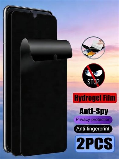 Shockproof Privacy Hydrogel Screen Protector 2Pcs Anti Peeping Hydrogel Film Full Coverage Privacy Phone Screen Protector Film Compatible With Samsung Galaxy S26 S25 S24 Ultra FE A26 A17 A06 A56 A55 A57 A37 Z Flip 3/4/5/6/7 /Compatible With Xiaomi 15T 14T Poco M6 M7 X7 Pro/ Note 15 14 14c 15c 4g 5g/Honor Magic 5/6/7/8 Lite Pro X9A X9B X9C X9D 90 100 200 400 500 And Other Mobile Phone Models Anti Scratch, Explosion-Proof, Scratch Automatic Repair, Anti-Spy Soft Film Non Glass Spring Gift Birthday
