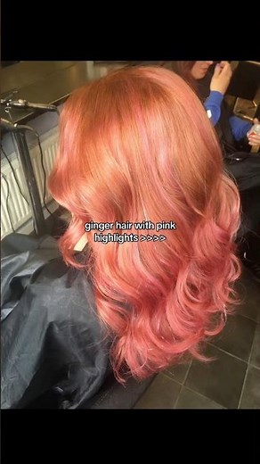 ginger hair with pink highlights ❤️ #gingerhair #pinkhighlights #hairdye #aesthetic #fyp