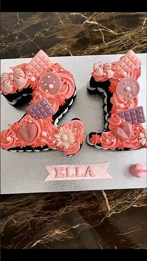 Elegant Number Cake Design | 21st Birthday Cake Idea