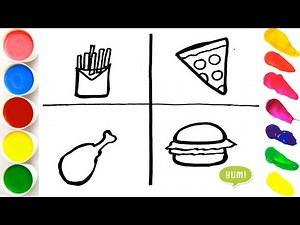 How to Draw Food items Drawing, Painting & Coloring for Kids & Toddlers | Learn Step by Step