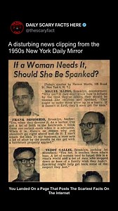 A news clipping from the 1950s New York Daily Mirror reveals the shocking tone and style of true-crime journalism at the time. These tabloids thrived on graphic headlines and voyeuristic coverage of tragedies to boost sales and satisfy public curiosity. While captivating, they often exploited victims and stirred panic — laying the foundation for modern sensationalist media. Follow @TheScaryFact for more true stories/ Facts. | thescaryfact