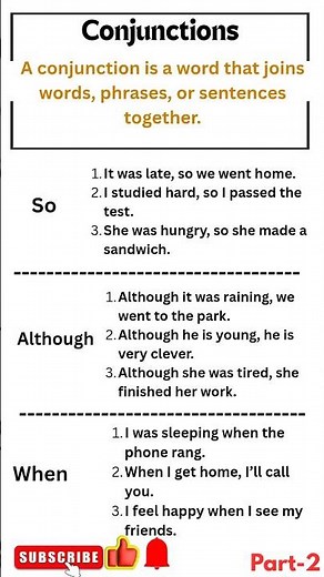 All About Conjunctions In English|What is a Conjunction? Part-2#Conjunction#english#grammar#shorts