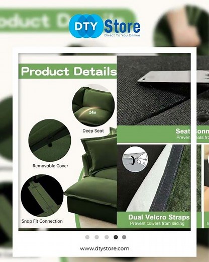 Slipcovered U-Shape Deep Seat Modular Sectional Sofa Couch with French Edge Design