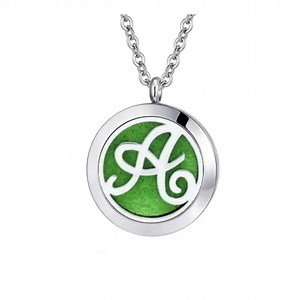 Monogram "A" Surgical Stainless Steel Hypoallergenic Essential Oil Necklace NEW